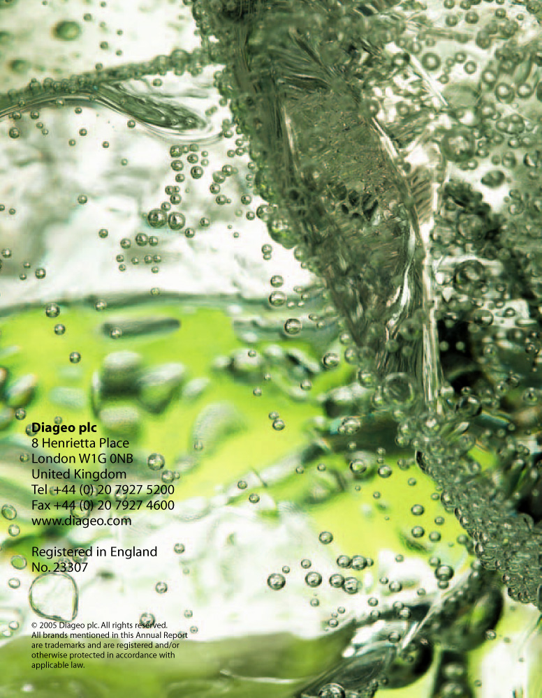 (DIAGEO PLC ANNUAL REPORT 2005 BACK COVER)