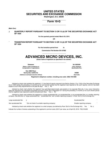 Thumbnail AMD 10-Q Quarterly Report FY2016 