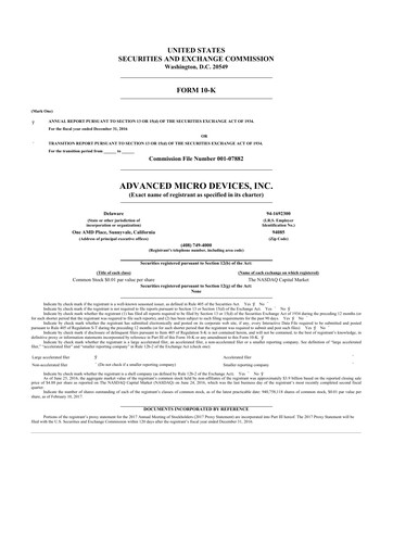 Thumbnail AMD 10-K Annual Report 2016