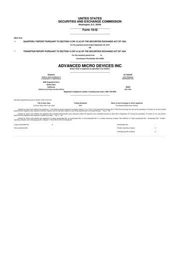 Thumbnail AMD 10-Q Quarterly Report FY2019 