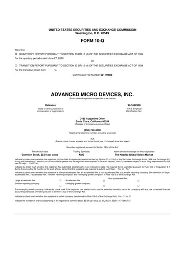 Thumbnail AMD 10-Q Quarterly Report FY2020 