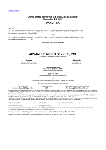 Thumbnail AMD 10-Q Quarterly Report FY2022 