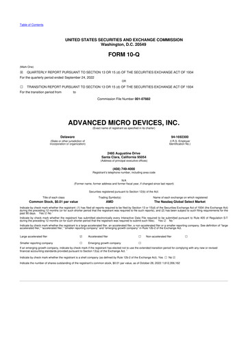 Thumbnail AMD 10-Q Quarterly Report FY 