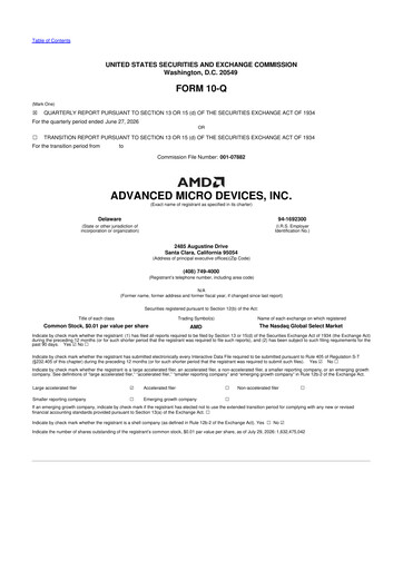 Miniature AMD 10-Q Rapport trimestriel 2026 