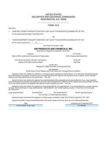 Thumbnail Air Products and Chemicals 10-Q Quarterly Report FY2017 