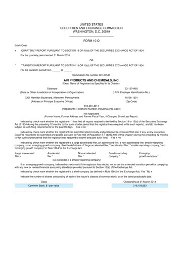 Thumbnail Air Products and Chemicals 10-Q Quarterly Report FY2018 