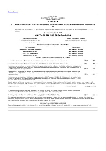 Thumbnail Air Products and Chemicals 10-K Annual Report 2018