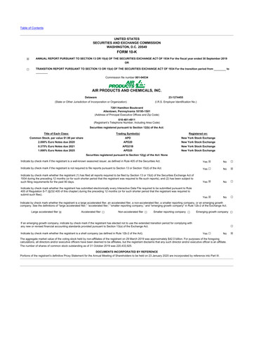 Thumbnail Air Products and Chemicals 10-K Annual Report 2019