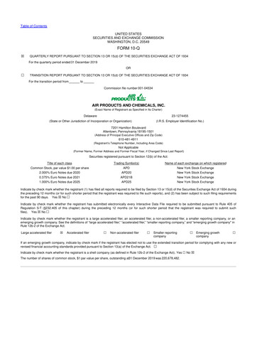Thumbnail Air Products and Chemicals 10-Q Quarterly Report FY2020 