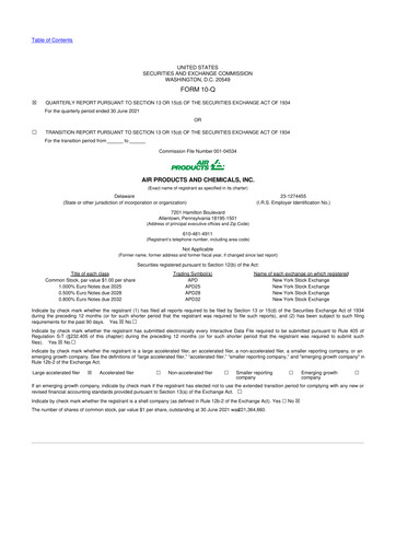 Thumbnail Air Products and Chemicals 10-Q Quarterly Report FY2021 