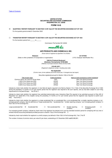 Thumbnail Air Products and Chemicals 10-Q Quarterly Report FY2023 