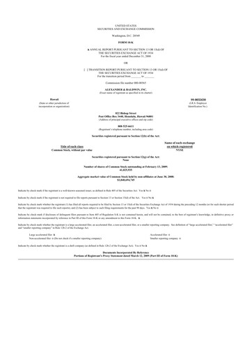 Thumbnail Matson 10-K Annual Report 