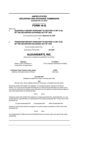 Thumbnail Alexander's, Inc. 10-Q Quarterly Report FY 