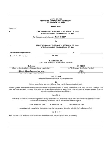 Thumbnail Alexander's, Inc. 10-Q Quarterly Report FY 
