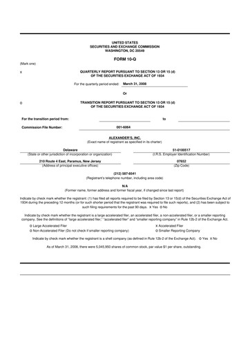 Thumbnail Alexander's, Inc. 10-Q Quarterly Report FY 