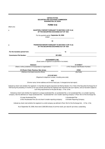Thumbnail Alexander's, Inc. 10-Q Quarterly Report FY 