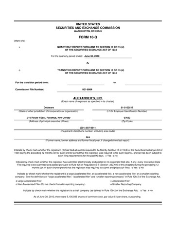 Thumbnail Alexander's, Inc. 10-Q Quarterly Report FY 