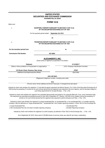 Thumbnail Alexander's, Inc. 10-Q Quarterly Report FY 