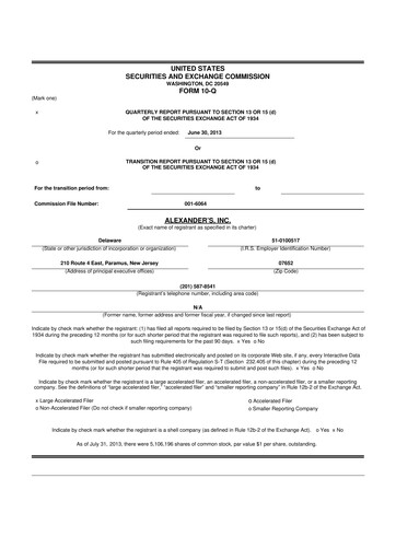 Thumbnail Alexander's, Inc. 10-Q Quarterly Report FY2013 