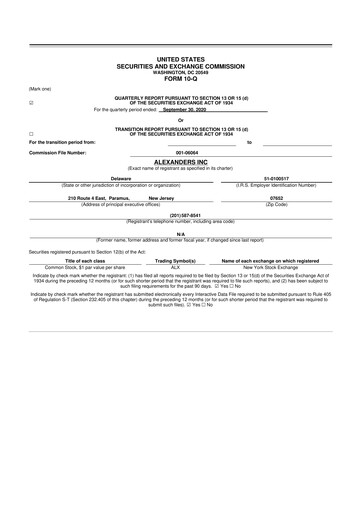 Thumbnail Alexander's, Inc. 10-Q Quarterly Report FY2020 