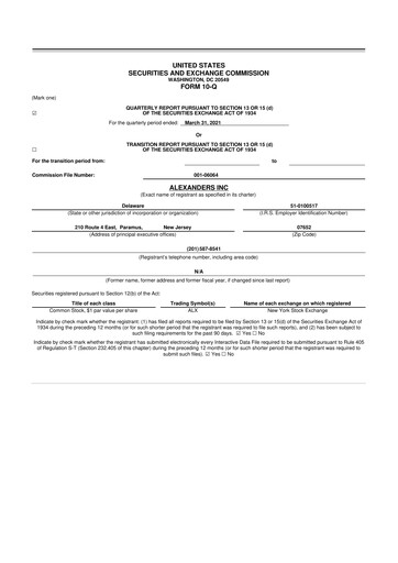 Thumbnail Alexander's, Inc. 10-Q Quarterly Report FY2021 
