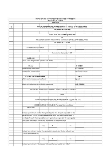 Thumbnail Alico
 10-K Annual Report 