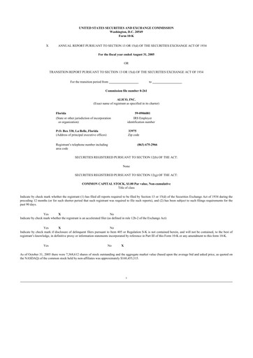 Thumbnail Alico
 10-K Annual Report 