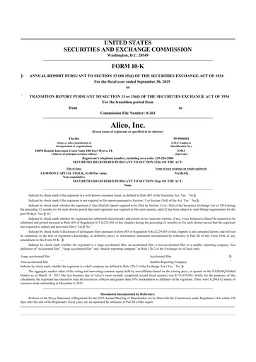 Thumbnail Alico
 10-K Annual Report 2015