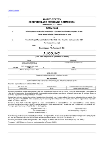 Thumbnail Alico
 10-Q Quarterly Report FY2024 