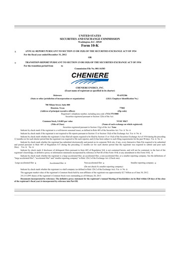 Thumbnail Cheniere Energy
 10-K Annual Report 2012