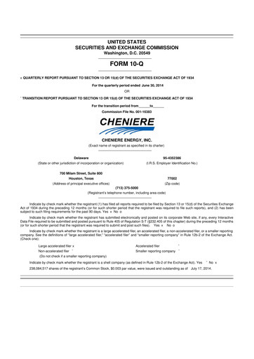 Thumbnail Cheniere Energy
 10-Q Quarterly Report FY2014 