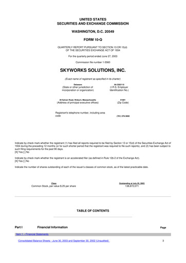 Thumbnail Skyworks Solutions
 10-Q Quarterly Report FY 