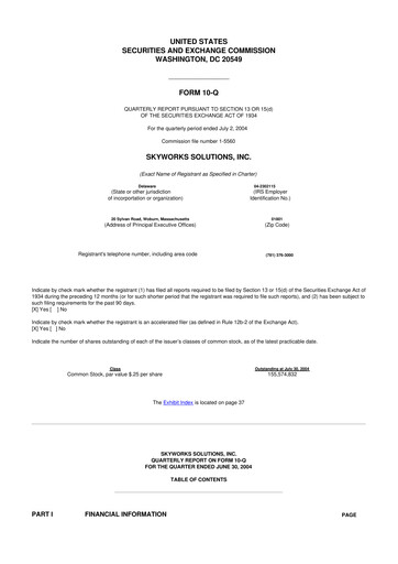 Thumbnail Skyworks Solutions
 10-Q Quarterly Report FY 