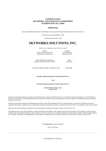 Thumbnail Skyworks Solutions
 10-K Annual Report 