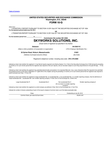 Thumbnail Skyworks Solutions
 10-Q Quarterly Report FY2012 