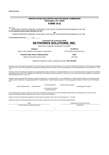 Thumbnail Skyworks Solutions
 10-Q Quarterly Report FY2018 