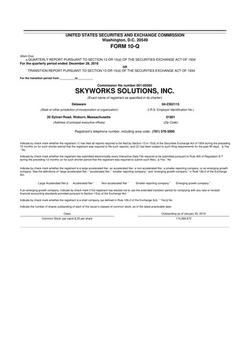 Thumbnail Skyworks Solutions
 10-Q Quarterly Report FY2019 