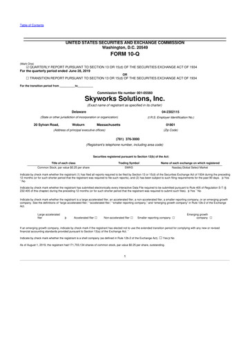 Thumbnail Skyworks Solutions
 10-Q Quarterly Report FY2019 