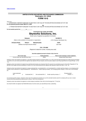 Thumbnail Skyworks Solutions
 10-Q Quarterly Report FY2020 