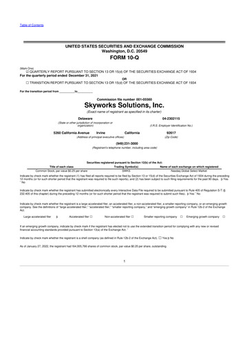 Thumbnail Skyworks Solutions
 10-Q Quarterly Report FY2021 