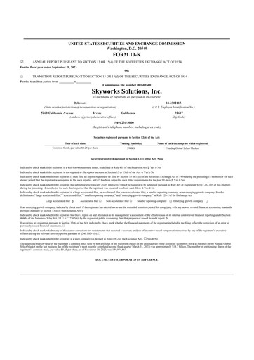 Thumbnail Skyworks Solutions
 10-K Annual Report 2023