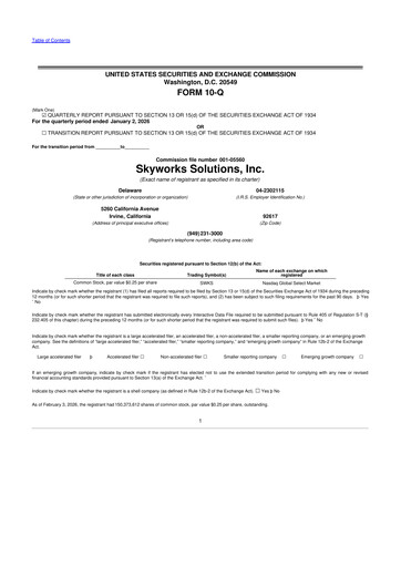 Thumbnail Skyworks Solutions
 10-Q Quarterly Report FY 