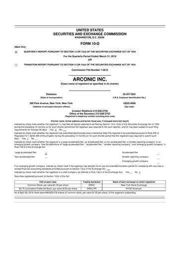 Thumbnail Howmet Aerospace
 10-Q Quarterly Report FY2019 