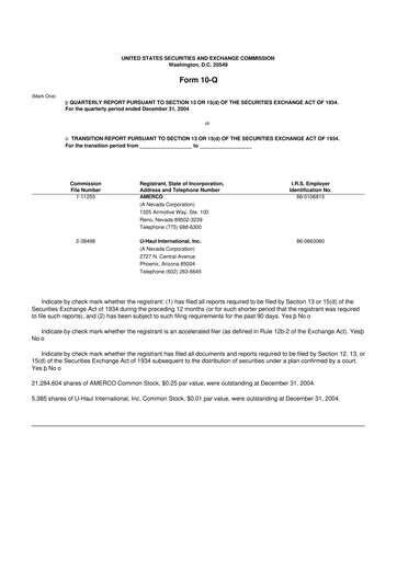 Thumbnail U-Haul 10-Q Quarterly Report FY 