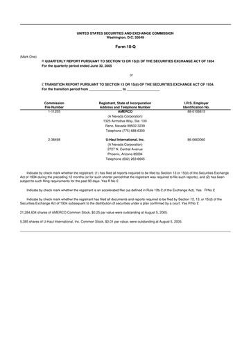 Thumbnail U-Haul 10-Q Quarterly Report FY 