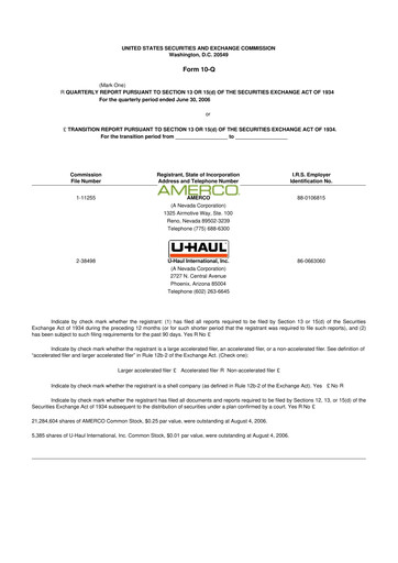 Thumbnail U-Haul 10-Q Quarterly Report FY 