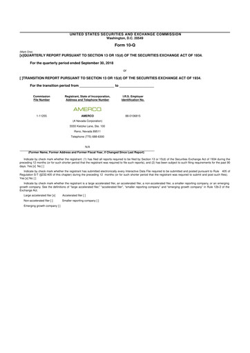 Thumbnail U-Haul 10-Q Quarterly Report FY2019 