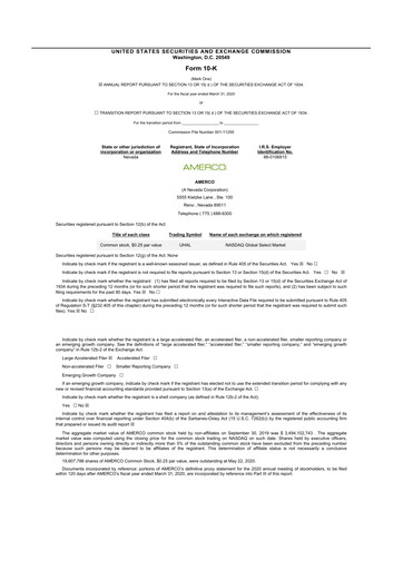 Thumbnail U-Haul 10-K Annual Report 2020