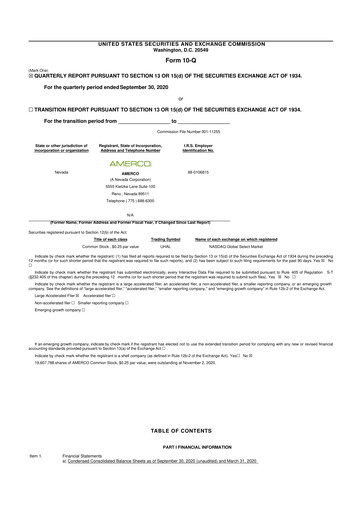 Thumbnail U-Haul 10-Q Quarterly Report FY2021 