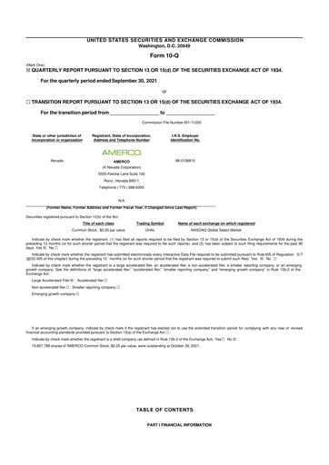 Thumbnail U-Haul 10-Q Quarterly Report FY2022 